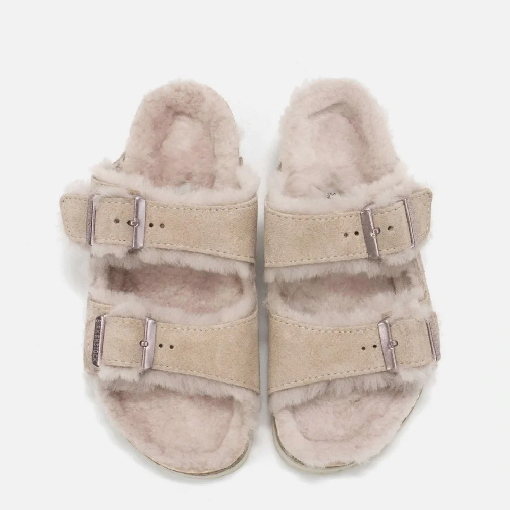 Birkenstock Women's Soft Blush Fuzzy Slippers